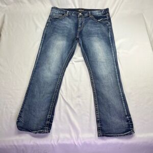 True Luck Jeans Blue Distressed Pocket Straight Leg 40/32
